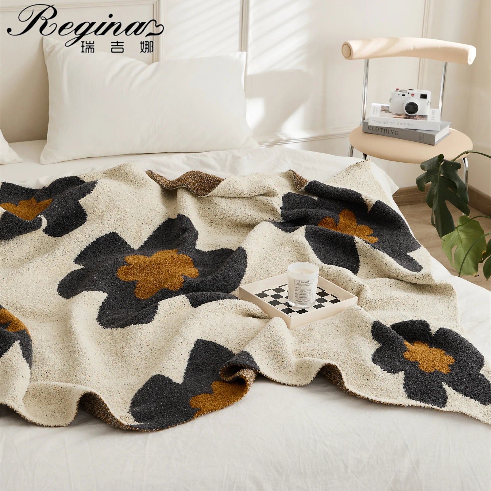 Scandinavian Flower Throw Blanket
